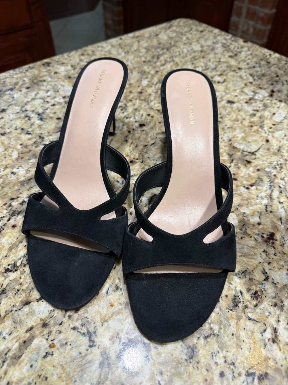 Stuart Weitzman Black Suede Kitten Heels